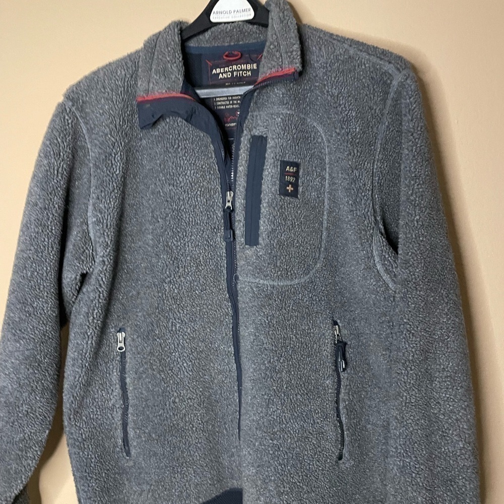 Abercrombie And Fitch Gray Fleece Long Sleeve Full Zip Front Jacket Men's Large 